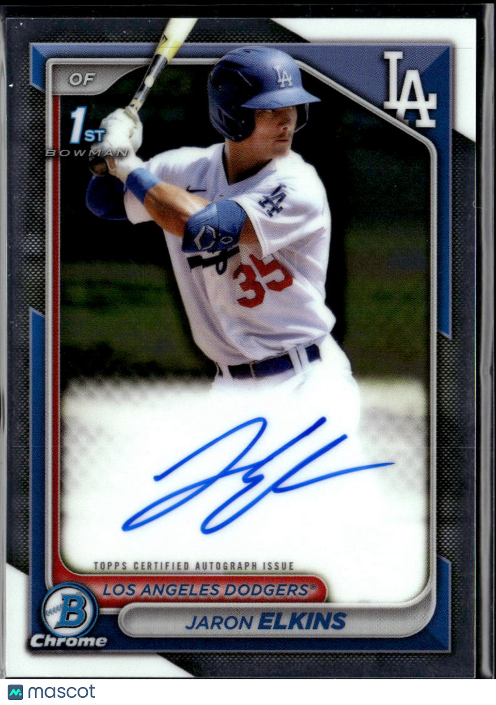 Jaron Elkins 2024 Bowman Chrome 1st Auto Autograph Los Angeles Dodgers