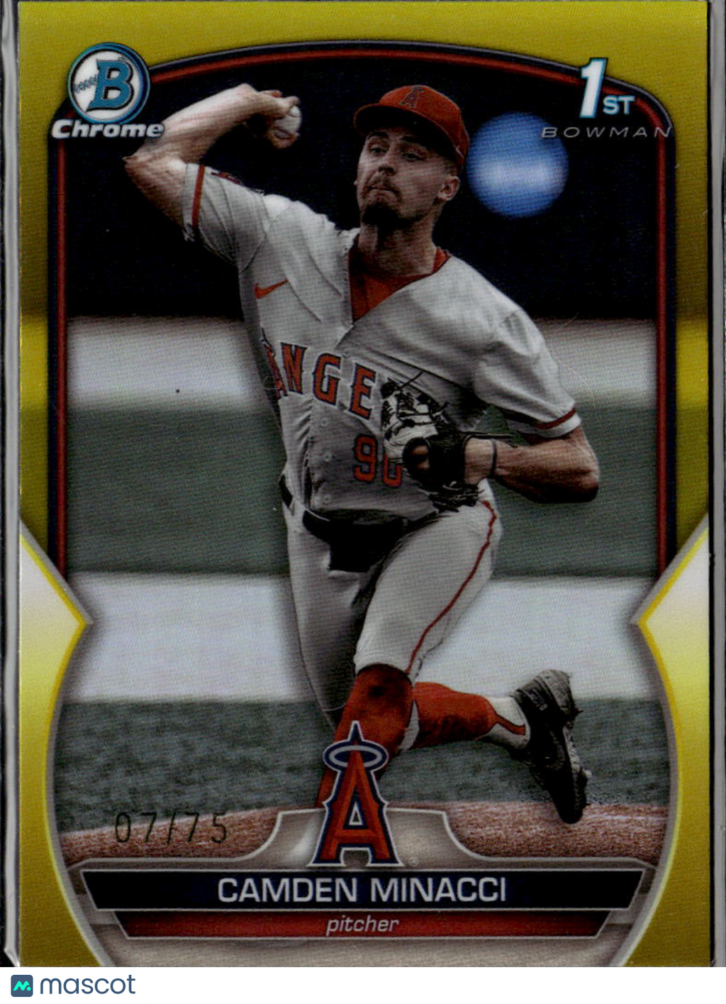 Camden Minacci 2023 Bowman Chrome Draft Yellow Refractor Los Angeles Angels