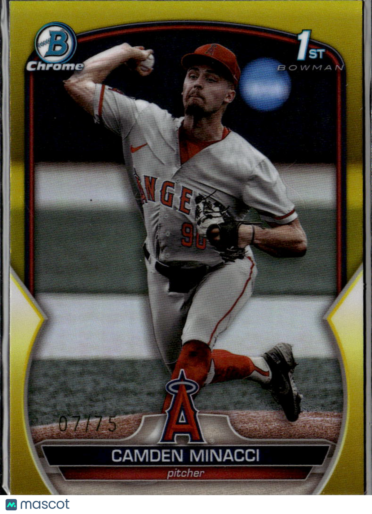 Camden Minacci 2023 Bowman Chrome Draft Yellow Refractor Los Angeles Angels