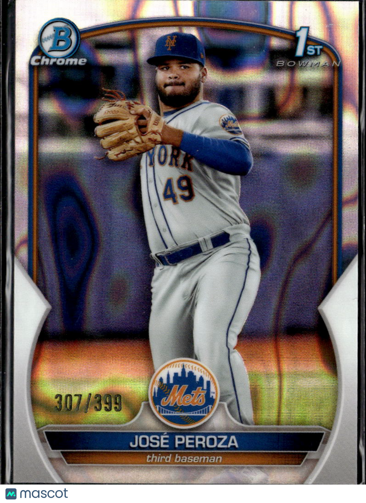 José Peroza 2023 Bowman Chrome 1st Raywave Lava /399 New York Mets