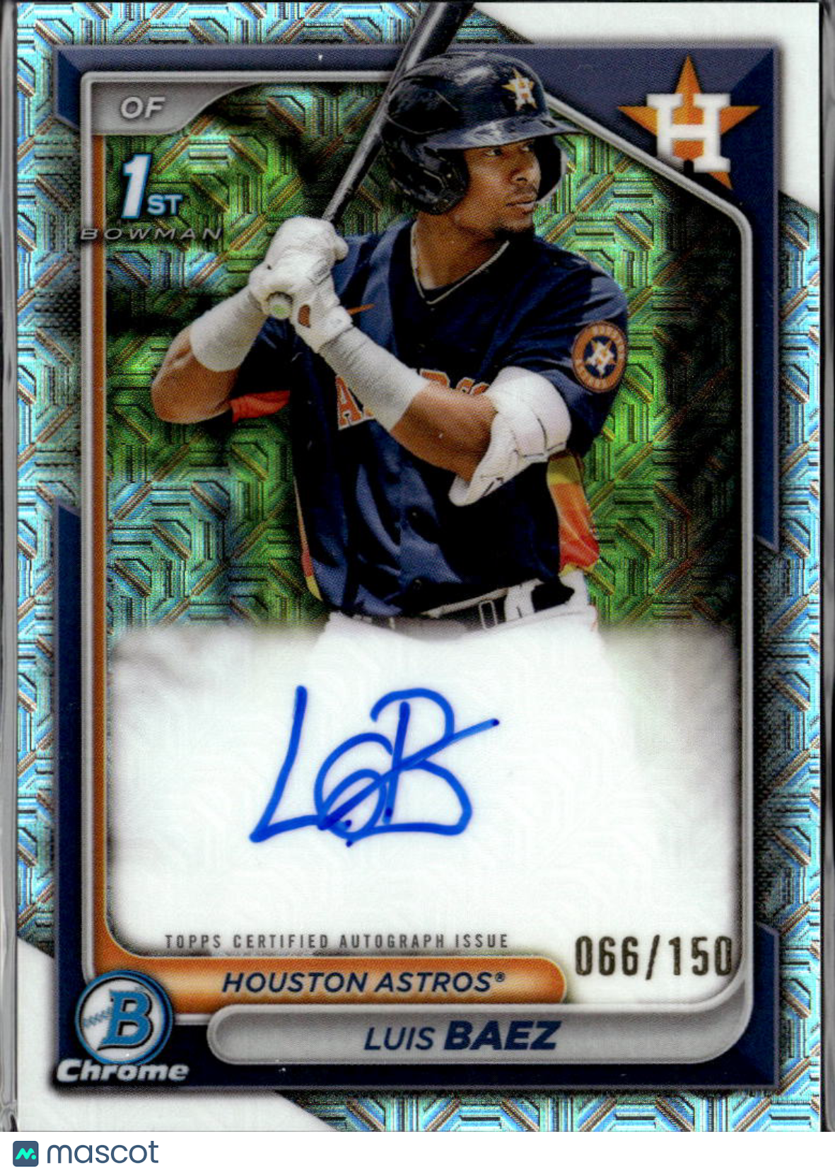 Luis Baez 2024 Bowman Chrome 1st Auto Autograph 66/150 Houston Astros