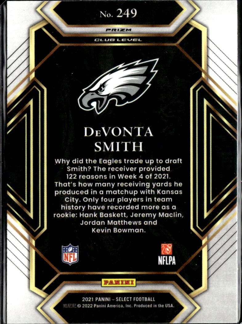 DeVonta Smith 2021 Select Club Level Silver Prizm Rookie RC Philadelphia Eagles