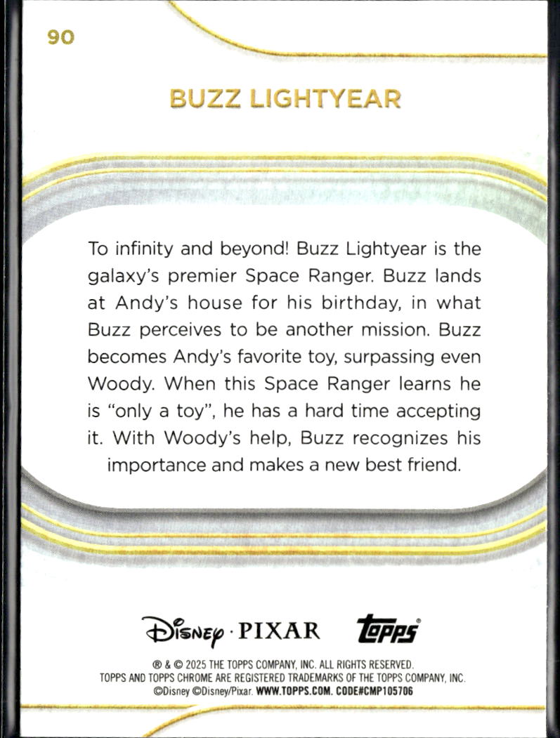 Buzz Lightyear 2025 Topps Chrome Disney Mini Diamond Refractor #90