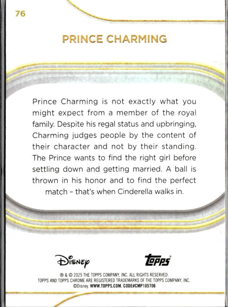 Prince Charming 2025 Topps Chrome Disney Mini Diamond Refractor #76