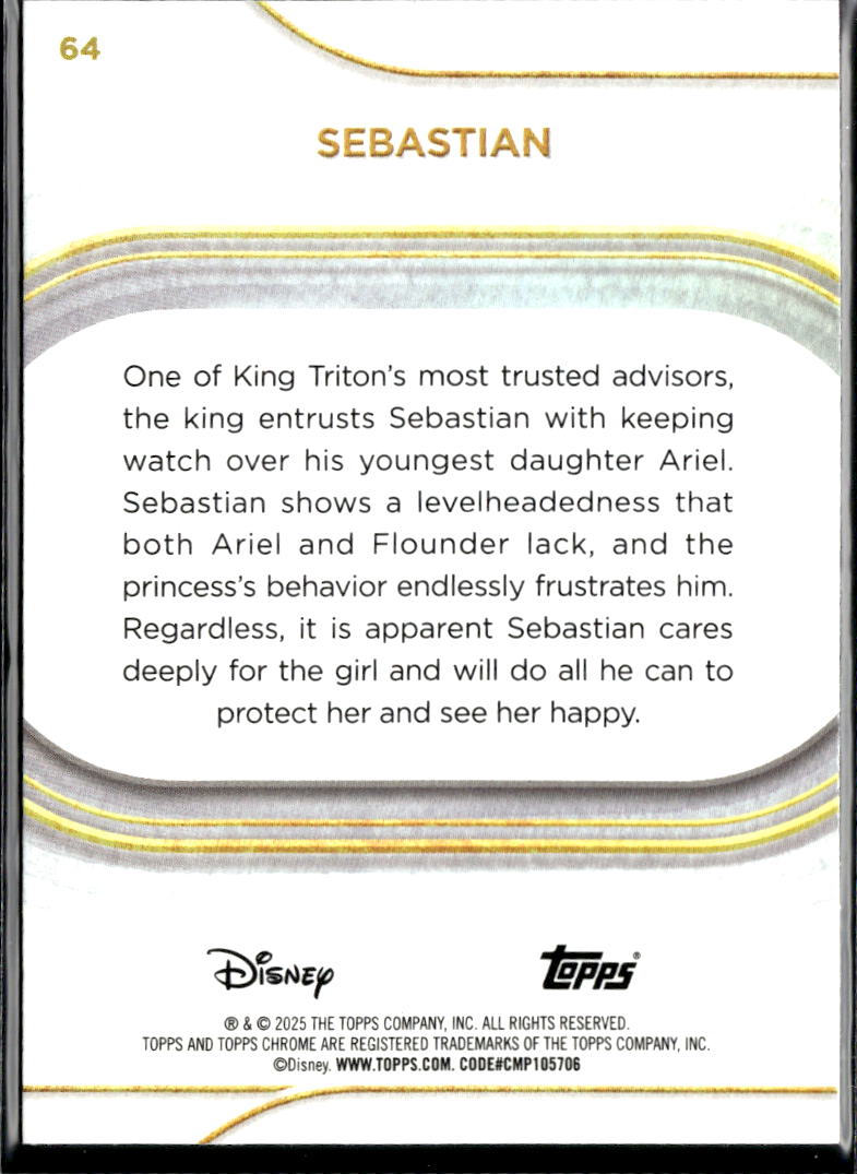 Sebastian 2025 Topps Chrome Disney Mini Diamond Refractor #64