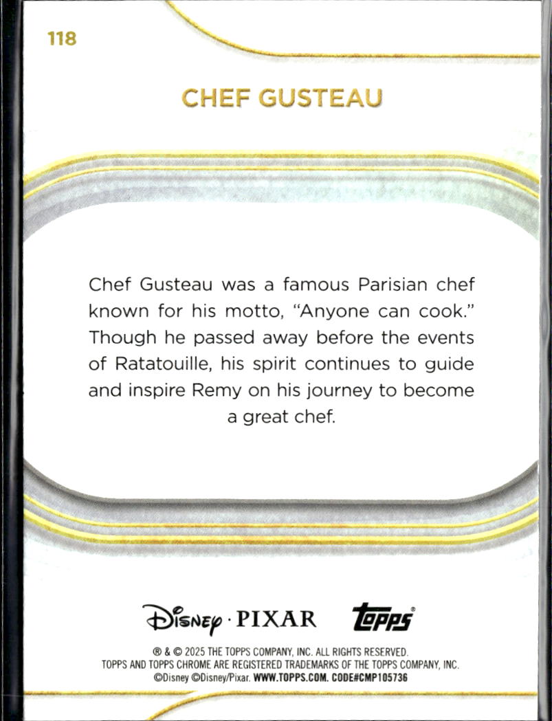 Chef Gusteau 2025 Topps Chrome Disney Mini Diamond Refractor #118