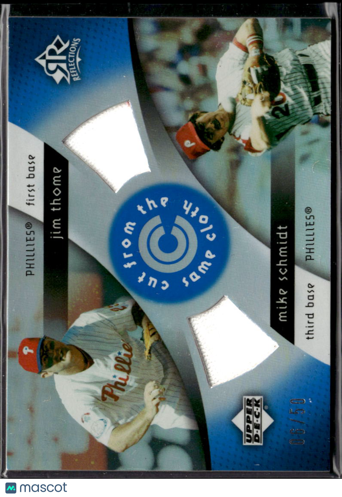 Jim Thome Mike Schmidt 2005 Reflections Game Worn Patch 6/50 Phillies