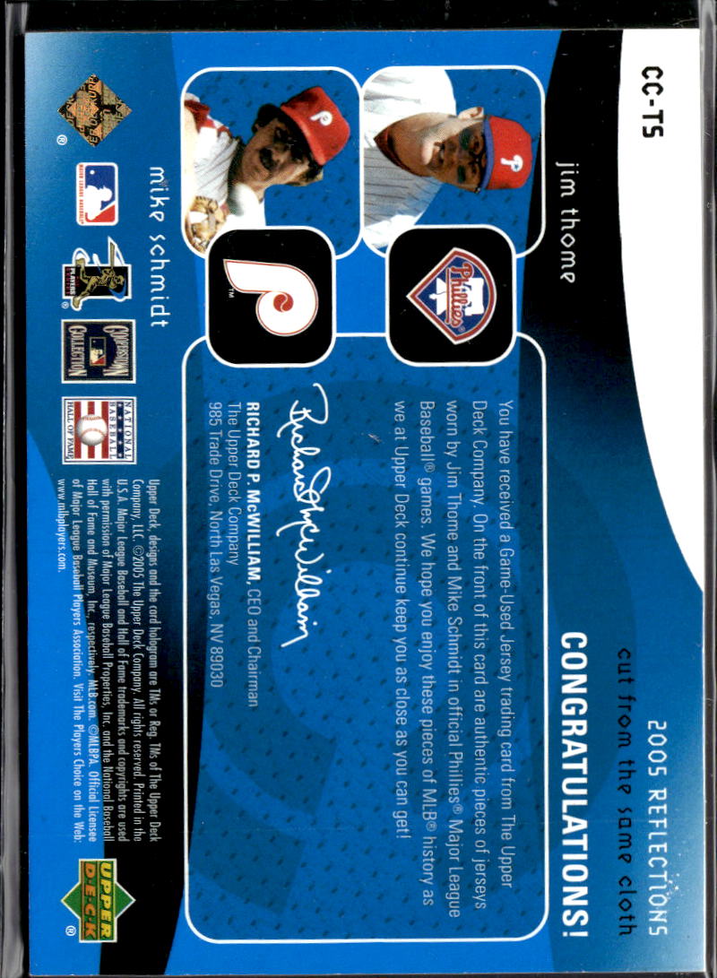 Jim Thome Mike Schmidt 2005 Reflections Game Worn Patch 6/50 Phillies