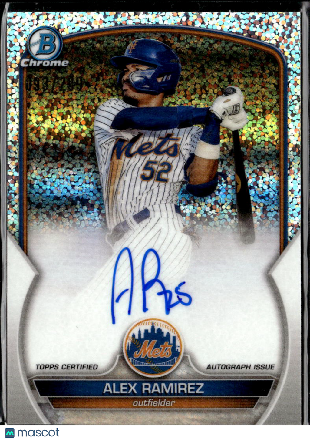 Alex Ramirez 2023 Bowman Chrome Auto Autograph 93/299 New York Mets
