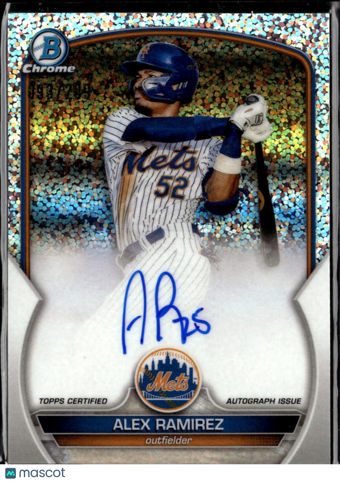 Alex Ramirez 2023 Bowman Chrome Auto Autograph 93/299 New York Mets