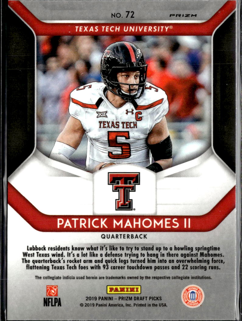 Patrick Mahomes II 2019 Prizm Draft Picks Pink Pulsar Texas Tech Red Raiders