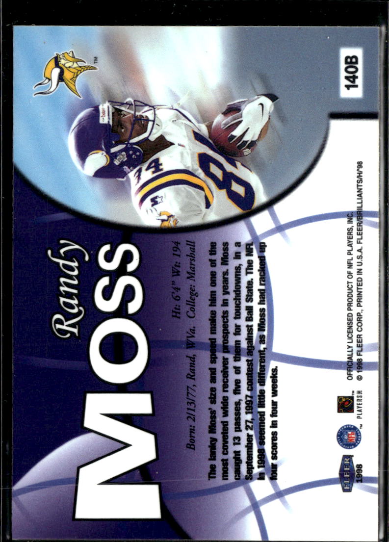 Randy Moss 1998 Fleer Brilliants Blue Rookie RC #140B Minnesota Vikings
