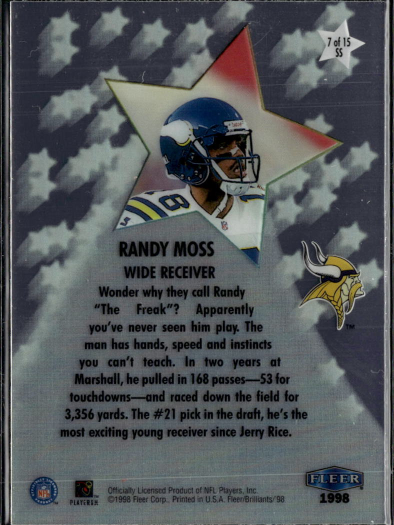 Randy Moss 1998 Fleer Brilliants Shining Stars Rookie RC Minnesota Vikings