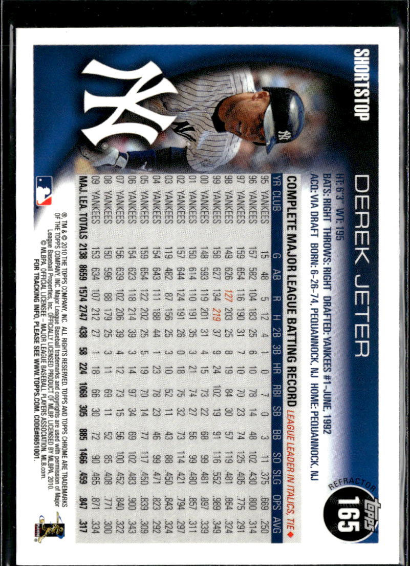 Derek Jeter 2010 Topps Chrome X-Fractor #165 New York Yankees