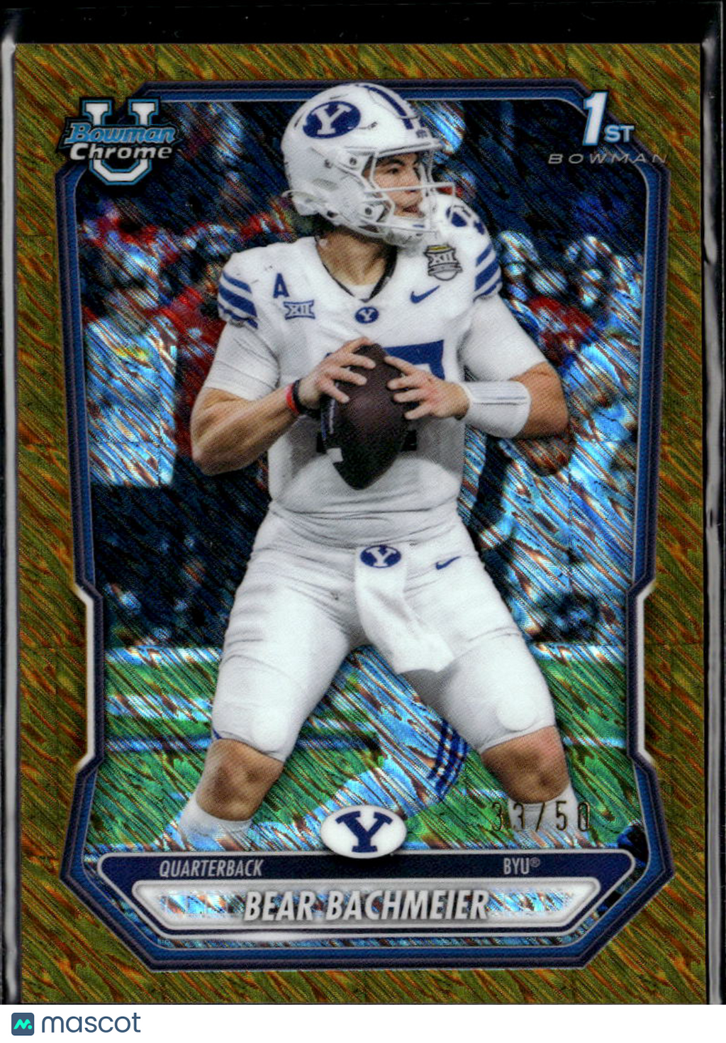 Bear Bachmeier 2026 Bowman Chrome 1st GOLD Shimmer RC 33/50 BYU Cougars