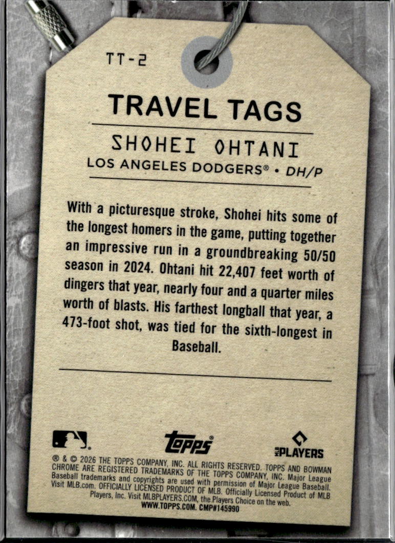 Shohei Ohtani 2026  Bowman Chrome Travel Tags Los Angeles Dodgers