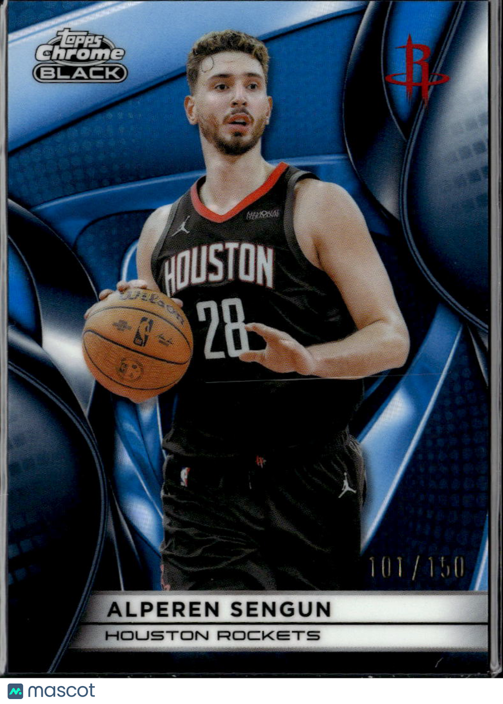Alperen Sengun 2026 Topps Chrome Black Blue Refractor 101/150 Houston Rockets