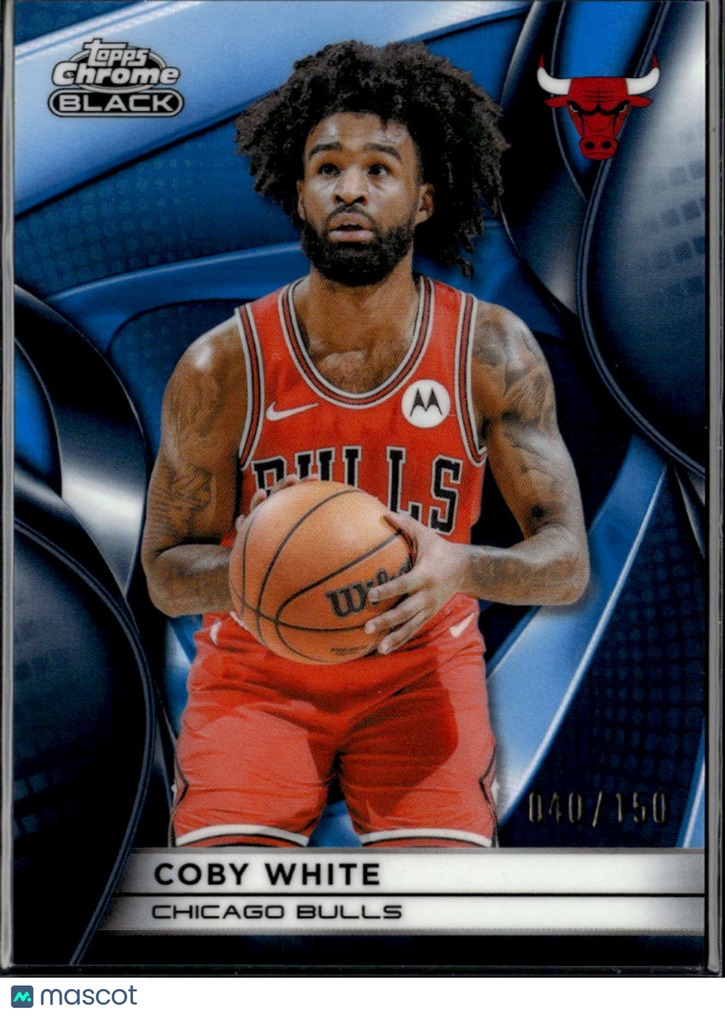 Coby White 2026 Topps Chrome Black Blue Refractor 40/150 Chicago Bulls