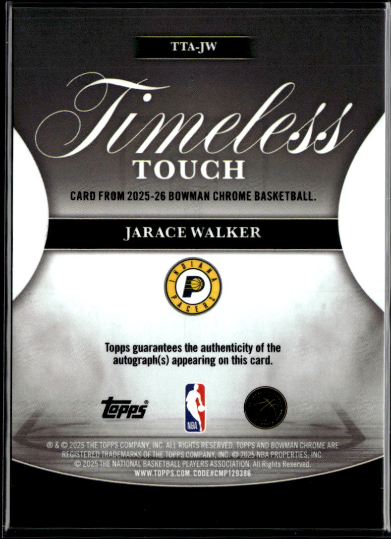 Jarace Walker 2025 Bowman Chrome Auto Autograph Indiana Pacers