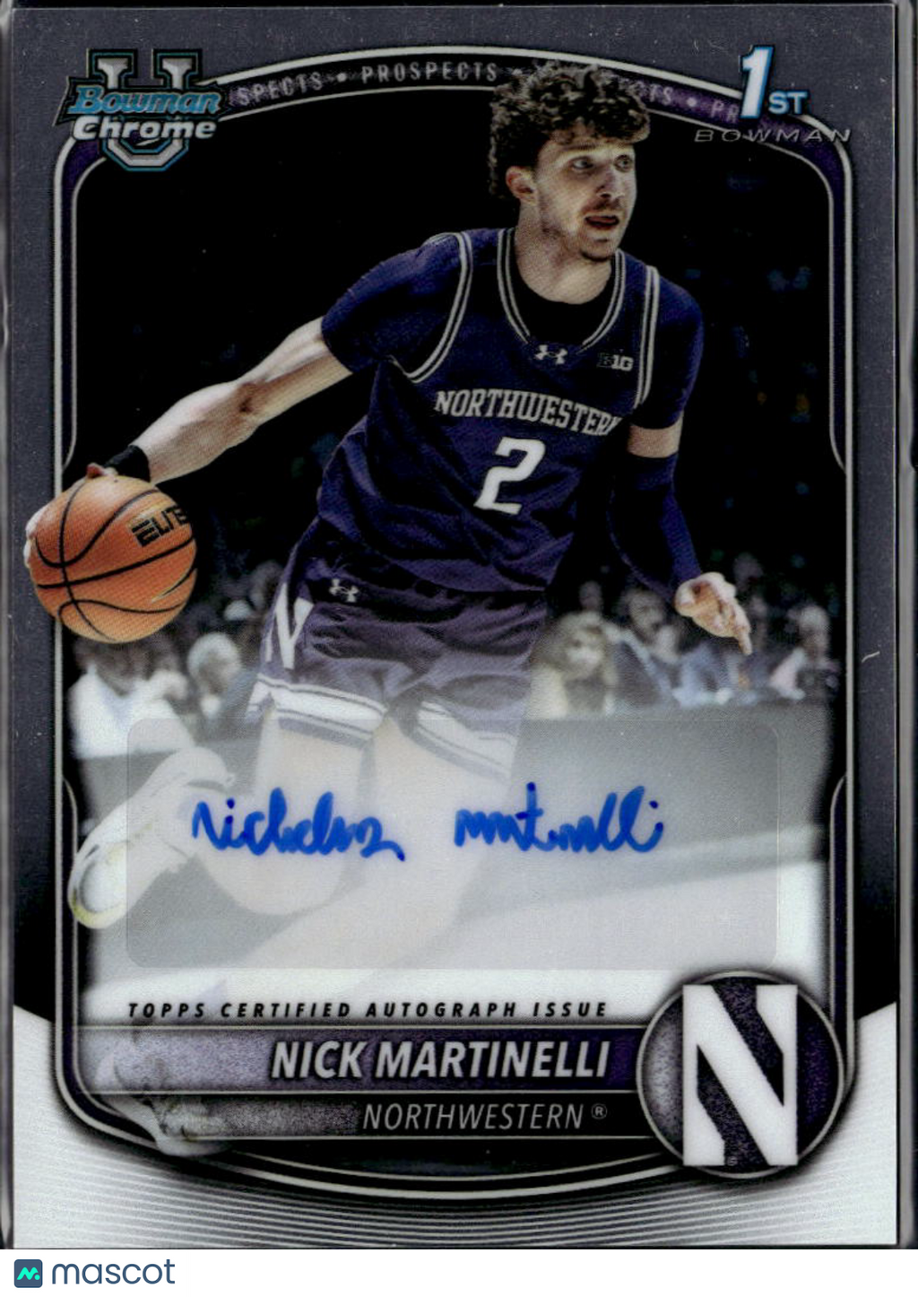 Nick Martinelli 2025 Bowman Chrome 1st Auto Autograph Northwestern Wildcats