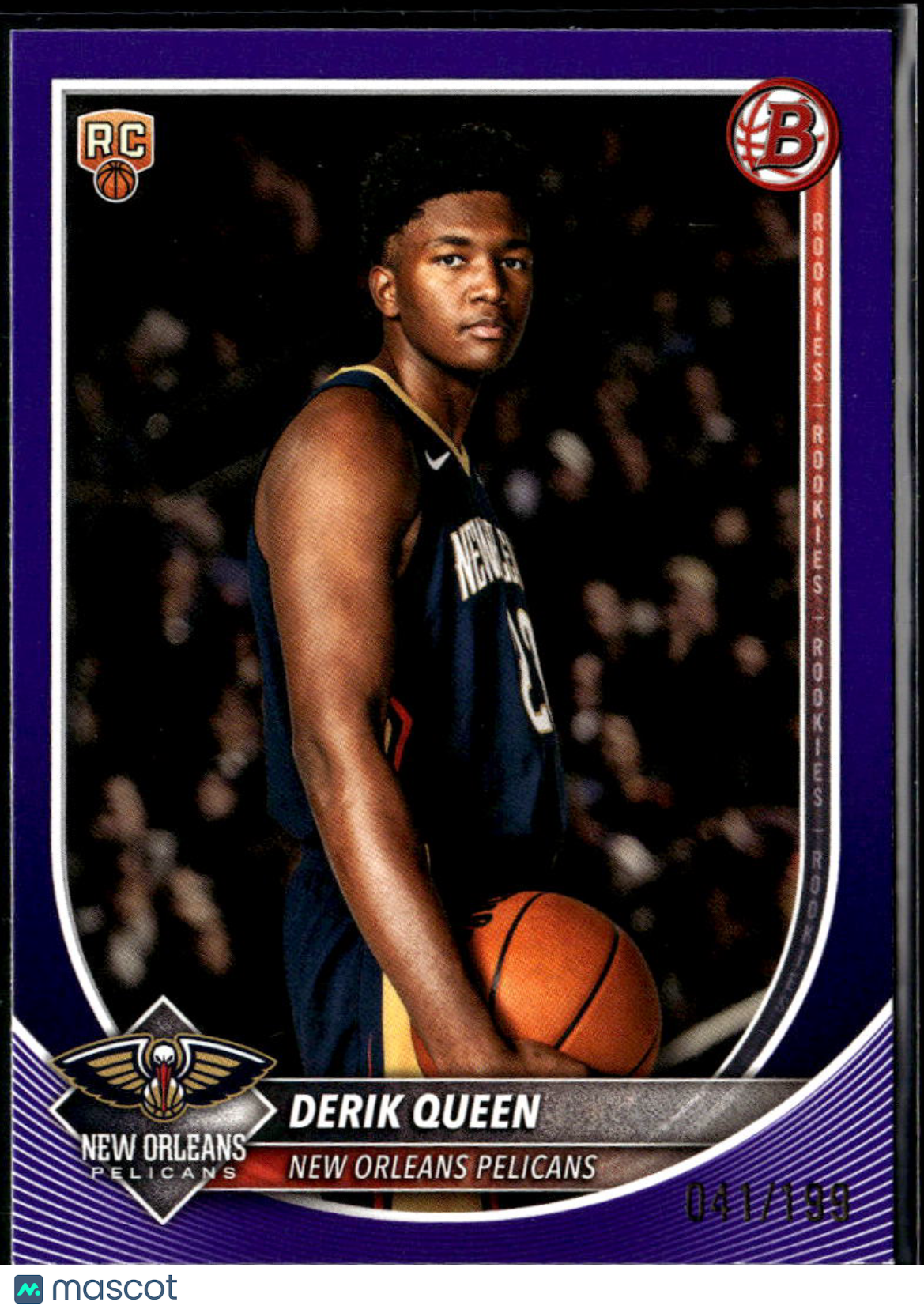 Derik Queen 2025 Bowman RC Rookie Purple /199 New Orleans Pelicans