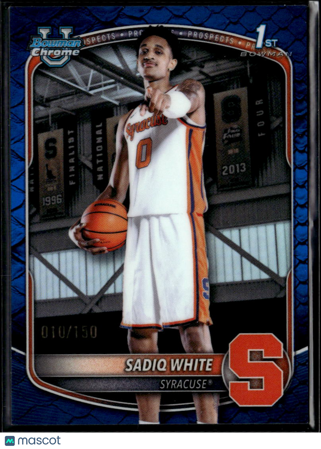 Sadiq White 2025 Bowman Chrome 1st Blue Reptilian 10/150 Syracuse Orange