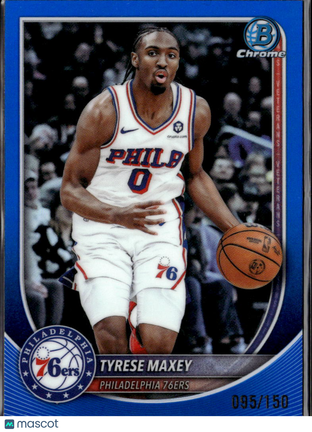 Tyrese Maxey 2025 Bowman Chrome Blue Refractor /150 Philadelphia 76ers