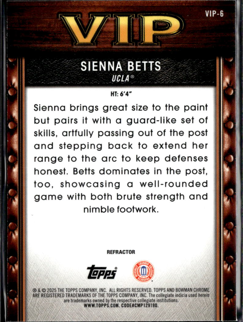Sienna Betts 2025 Bowman Chrome VIP Refractor UCLA Bruins
