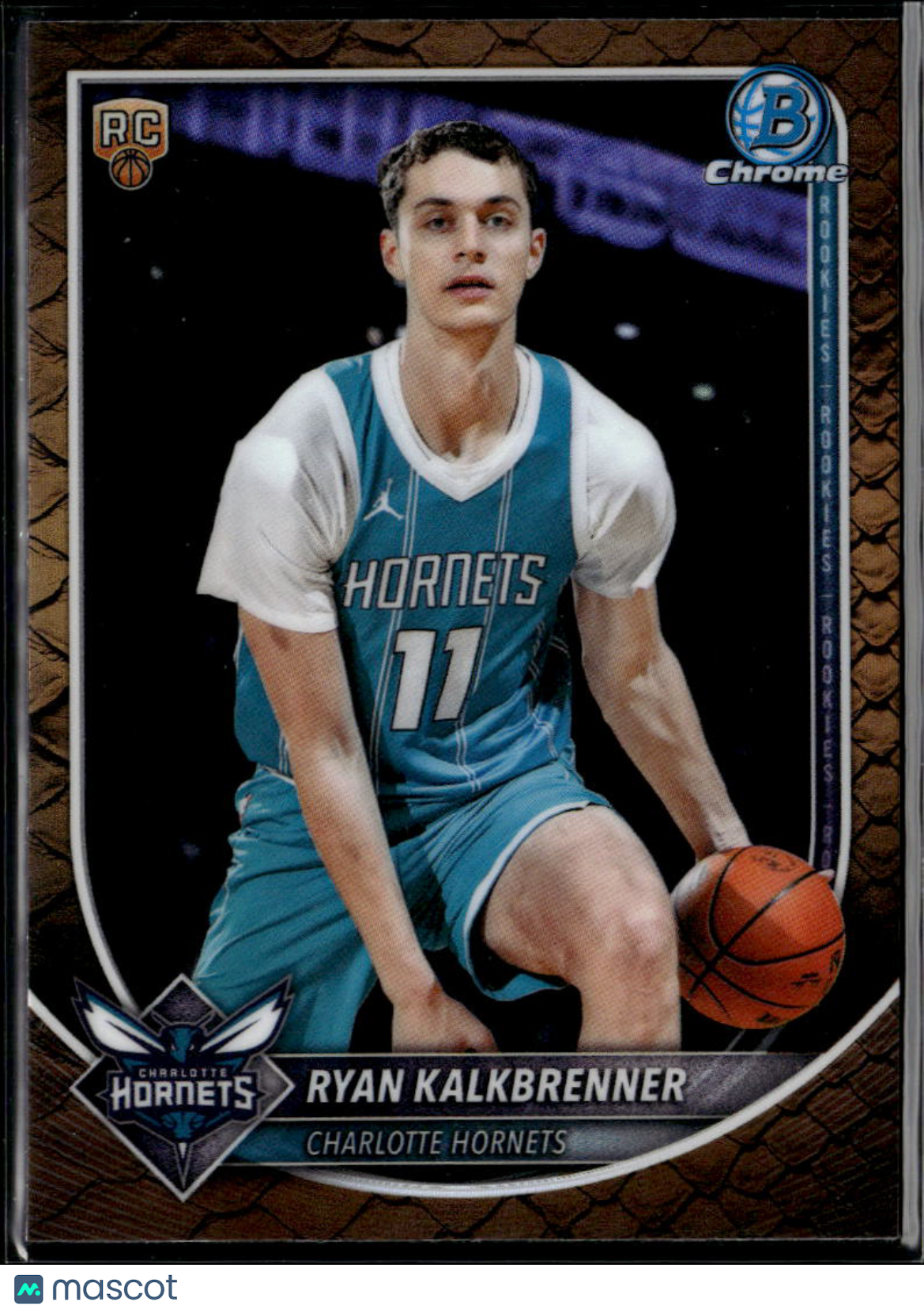 Ryan Kalkbrenner 2025 Bowman Chrome Reptilian Refractor Rookie Charlotte Hornets