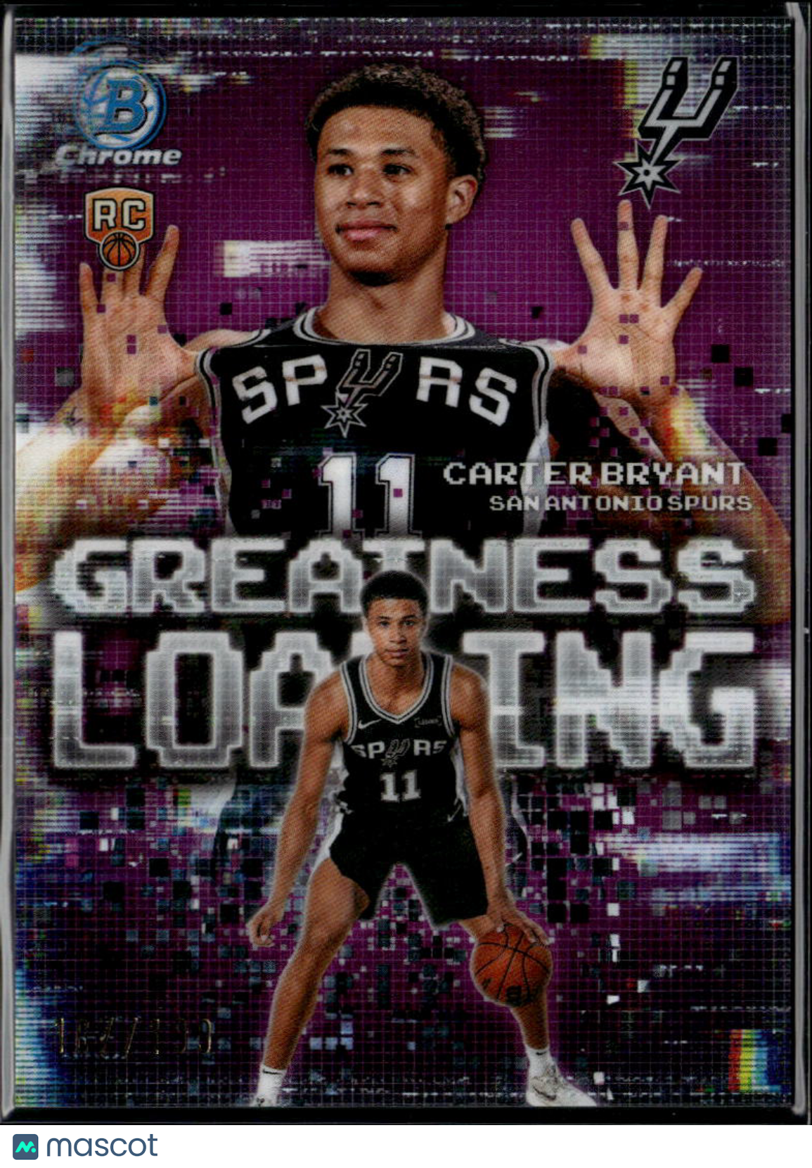 Carter Bryant 2025 Bowman Chrome Loading Pink RC 167/199 San Antonio Spurs