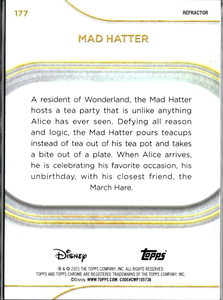 Mad Hatter 2025 Topps Chrome Disney Refractor #177