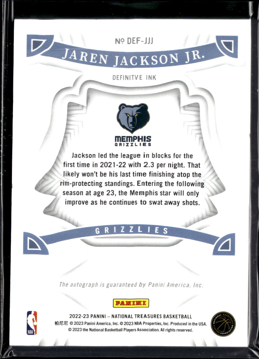 Jaren Jackson Jr. 2022-23 National Treasures Auto Autograph 30/49 Grizzlies