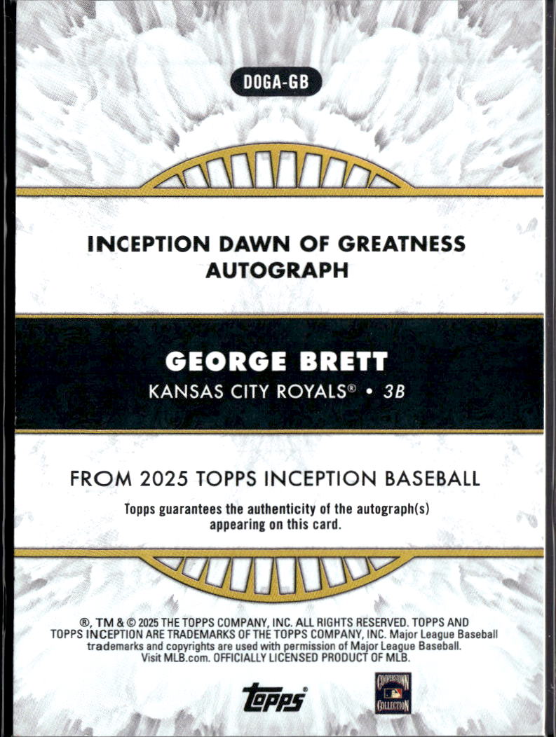 George Brett 2025 Topps Inception Auto Autograph 15/15 Kansas City Royals