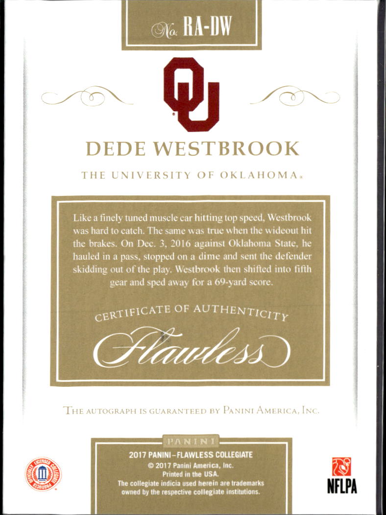 Dede Westbrook 2017 Flawless Auto Autograph RC 16/25 Oklahoma Sooners