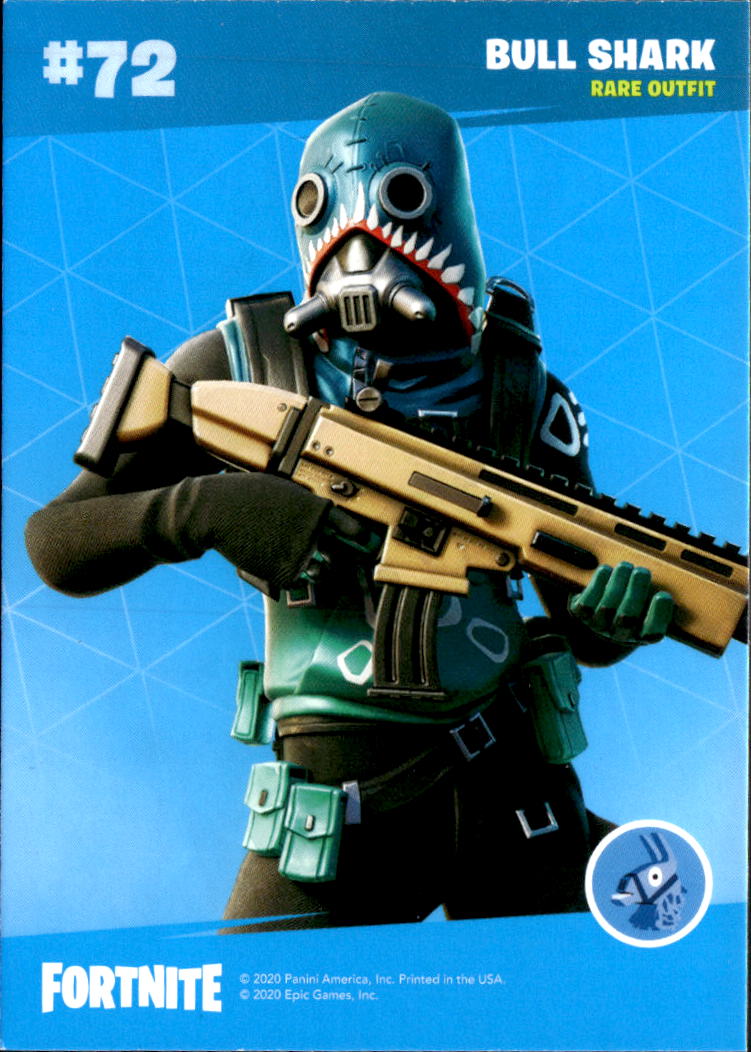 Bull Shark 2020 Panini Fortnite Rare Outfit Cracked Ice #72