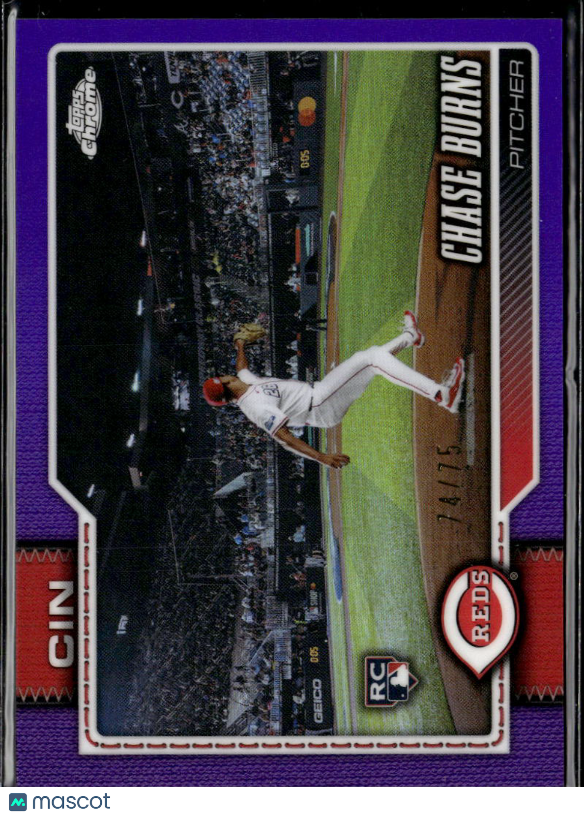 Chase Burns 2026 Topps Chrome Purple Refractor RC Variation /75 Cincinnati Reds