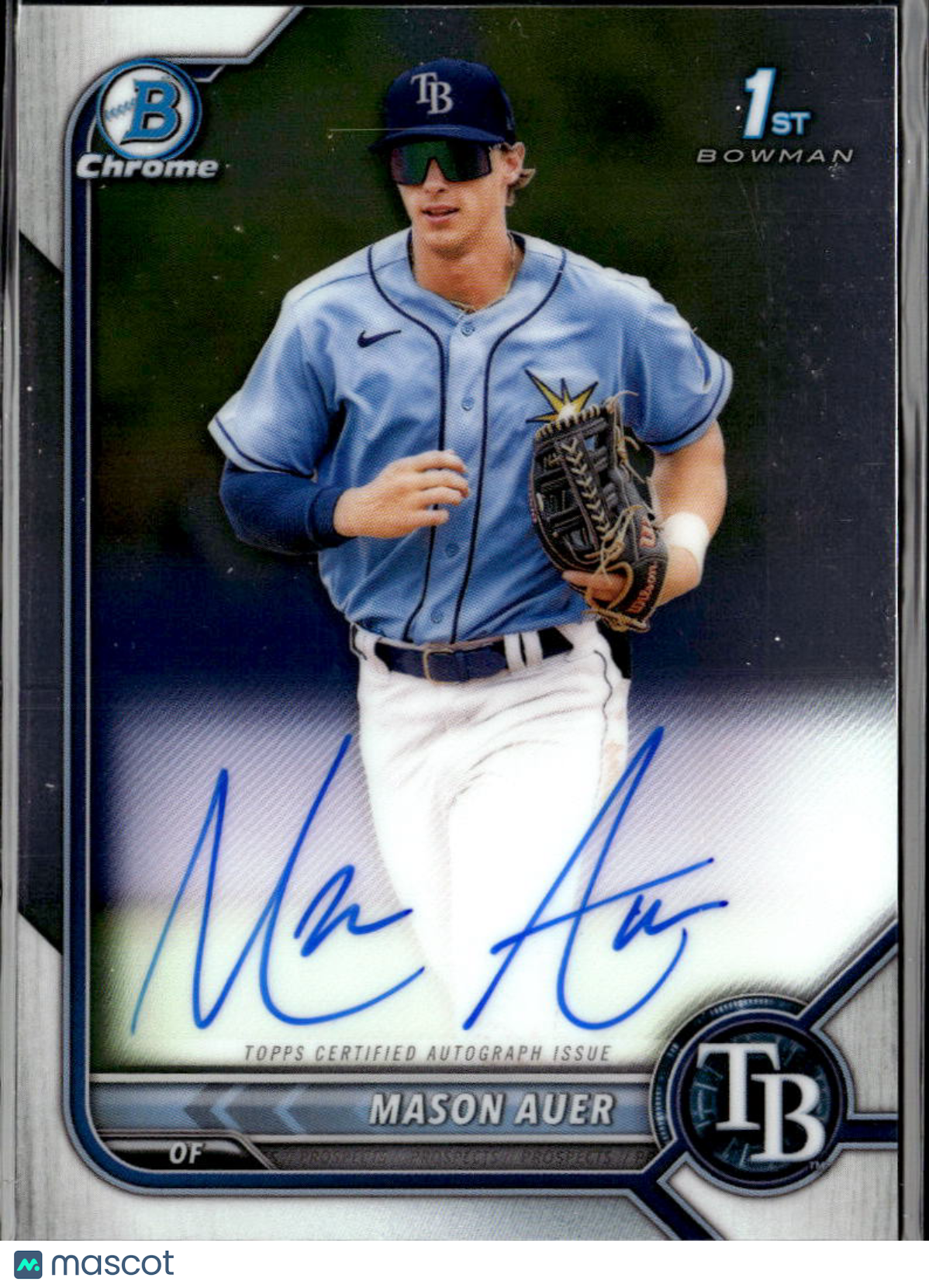 Mason Auer 2022 Bowman Chrome 1st Auto Autograph Tampa Bay Rays