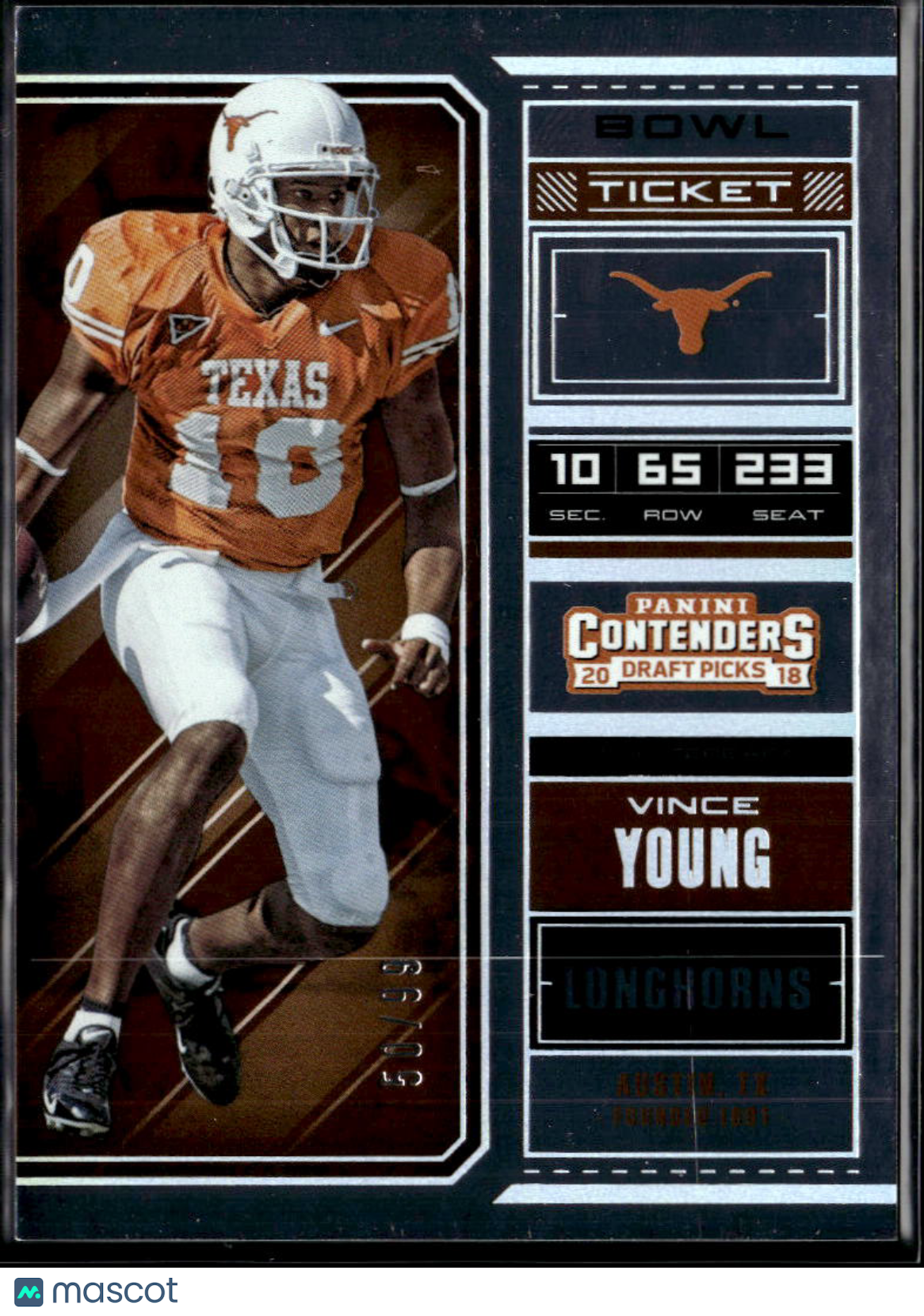 Vince Young 2018 Contenders Bowl Ticket 50/99 Texas Longhorns