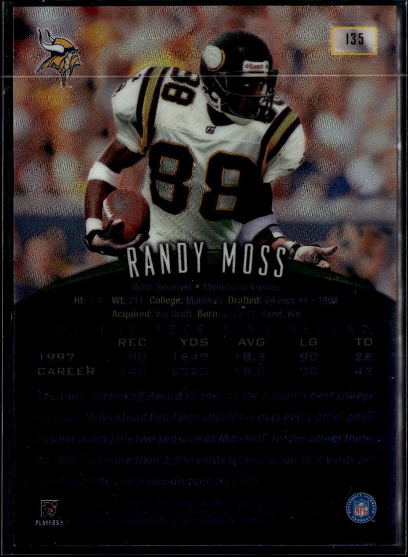 Randy Moss 1998 Topps Finest Rookie RC #135 Minnesota Vikings