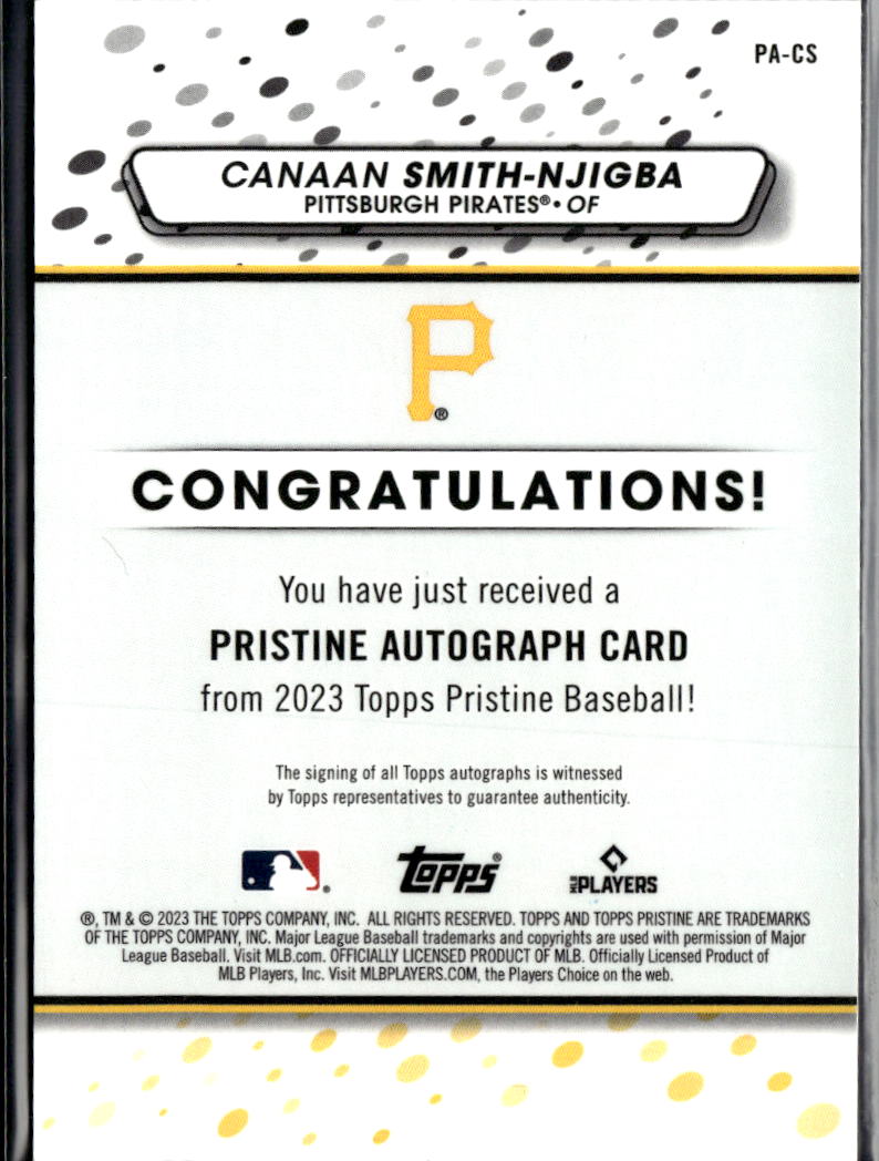 Canaan Smith-Njigba 2023 Topps Pristine Auto Autograph RC Pittsburgh Pirates