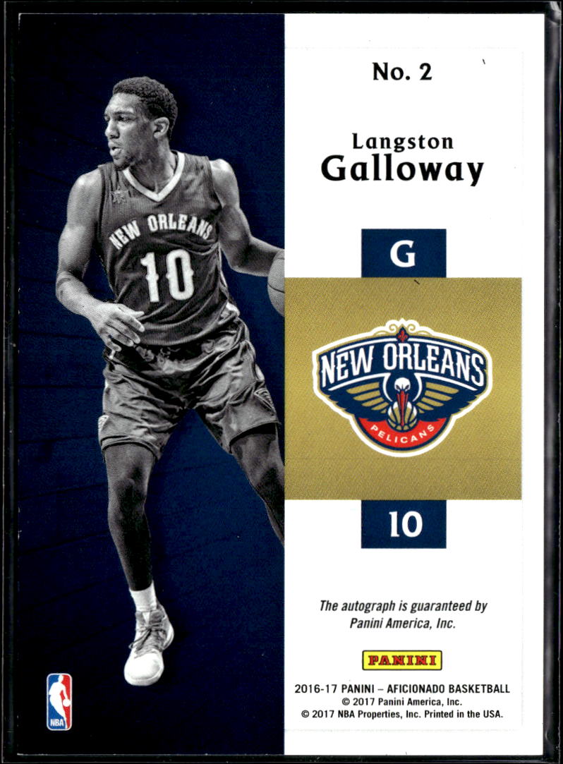 Langston Galloway 2016-17 Aficionado Auto Autograph 18/199 New Orleans Pelicans
