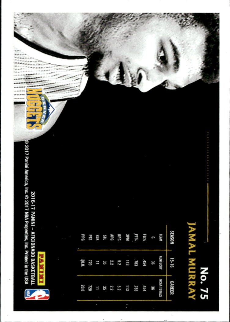 Jamal Murray 2016-17 Panini Aficionado Rookie RC Denver Nuggets
