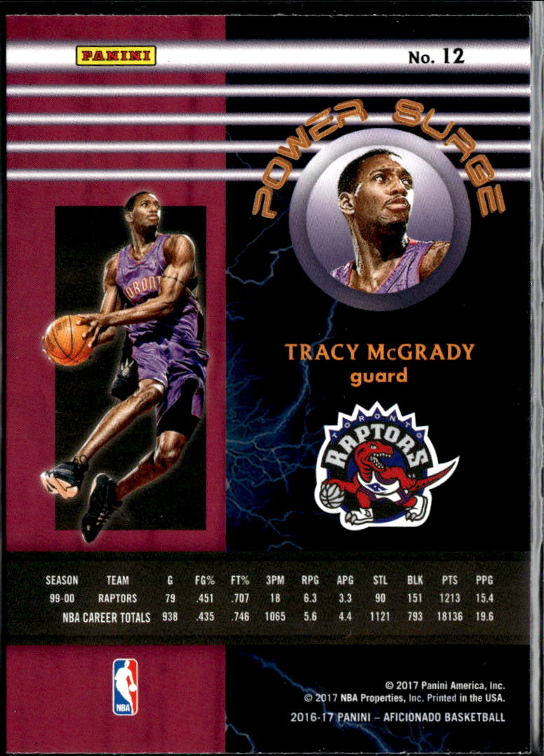 Tracy McGrady 2016-17 Panini Aficionado Power Surge Toronto Raptors