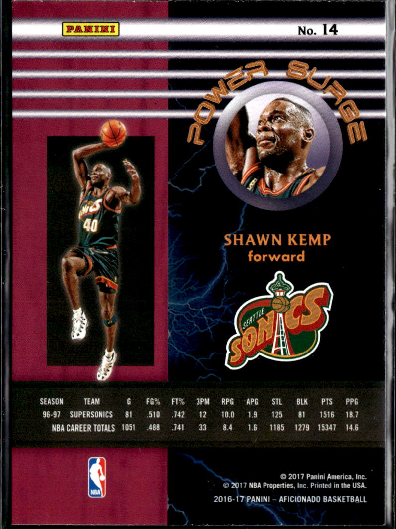 Shawn Kemp 2016-17 Panini Aficionado Power Surge Seattle SuperSonics