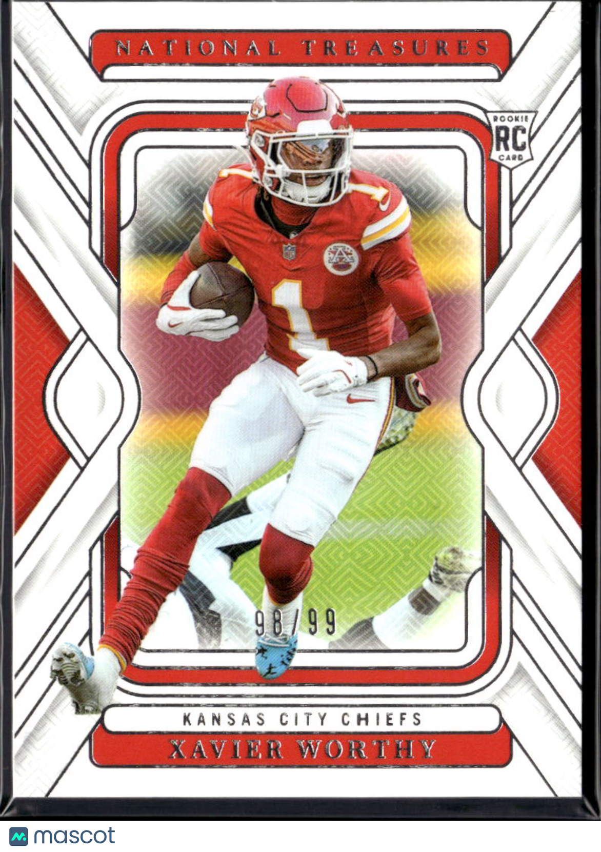Xavier Worthy 204 National Treasures Rookie RC 98/99 #50 Kansas City Chiefs