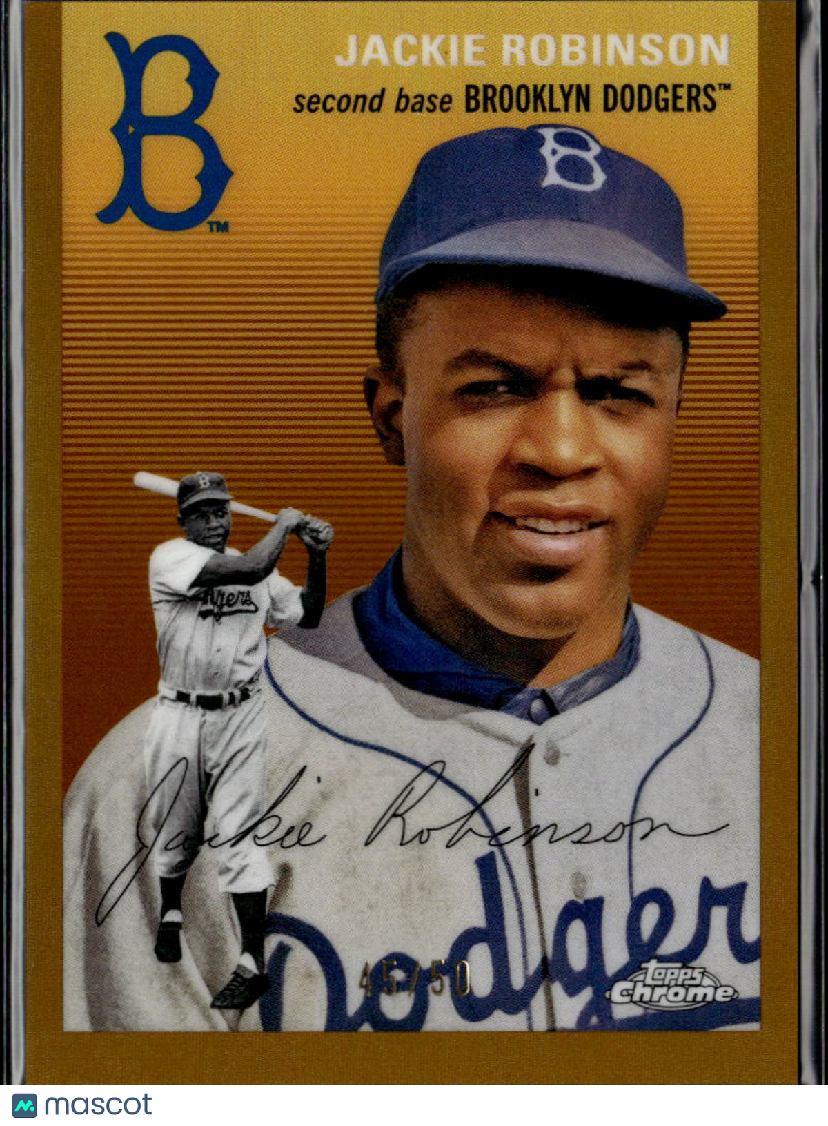 Jackie Robinson 2023 Topps Chrome Platinum GOLD Refractor 45/50 Brooklyn Dodgers