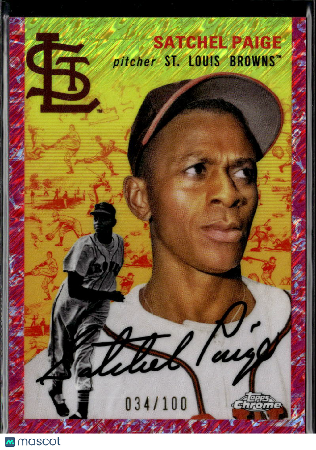 Satchel Paige 2023 Topps Chrome Platinum Pink Toile Refractor /100 Stl Browns