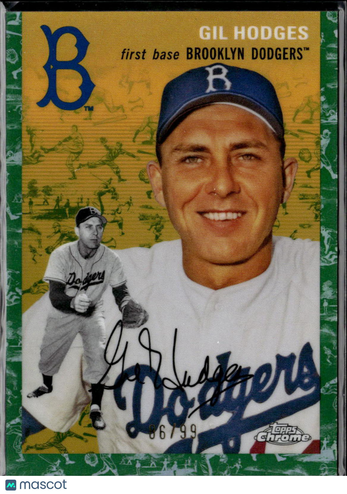 Gil Hodges 2023 Topps Chrome Platinum Green Toile Refractor /99 Brooklyn Dodgers