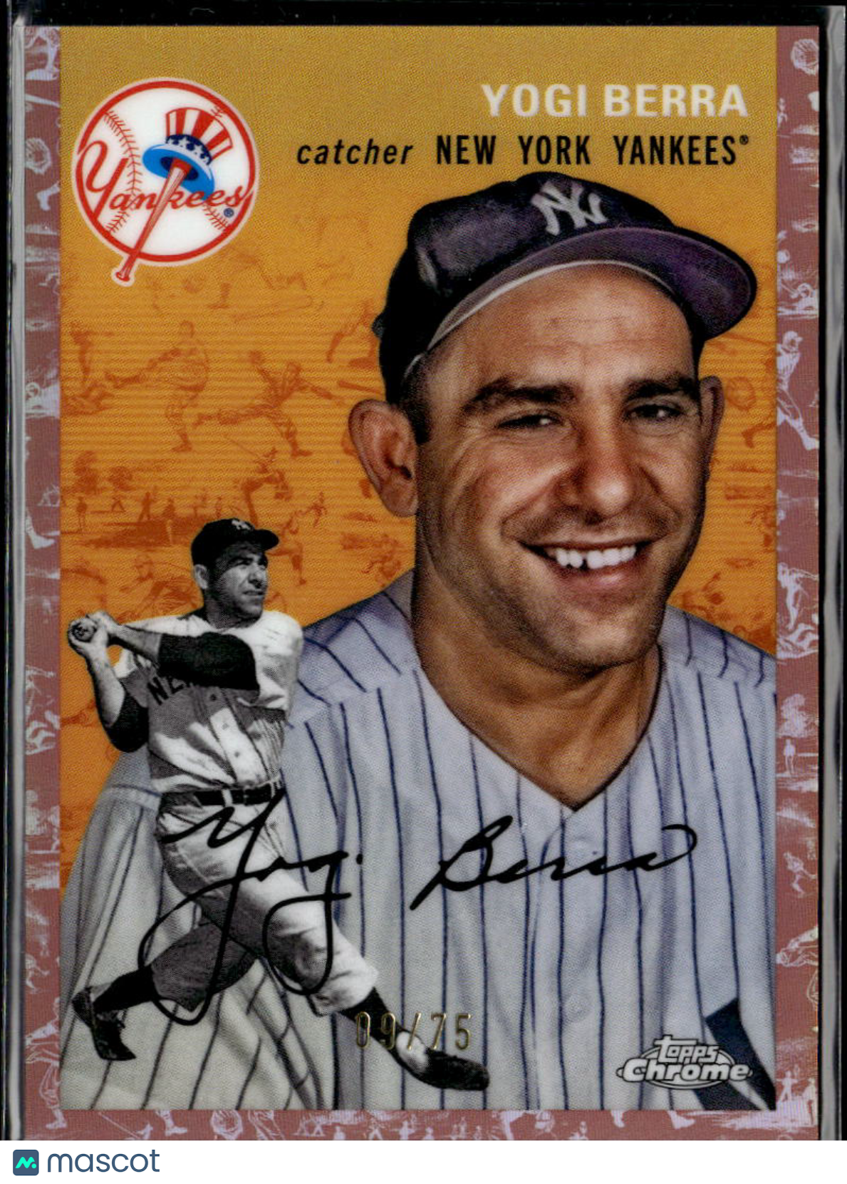 Yogi Berra 2023 Topps Chrome Platinum Rose Gold Toile 9/75 New York Yankees