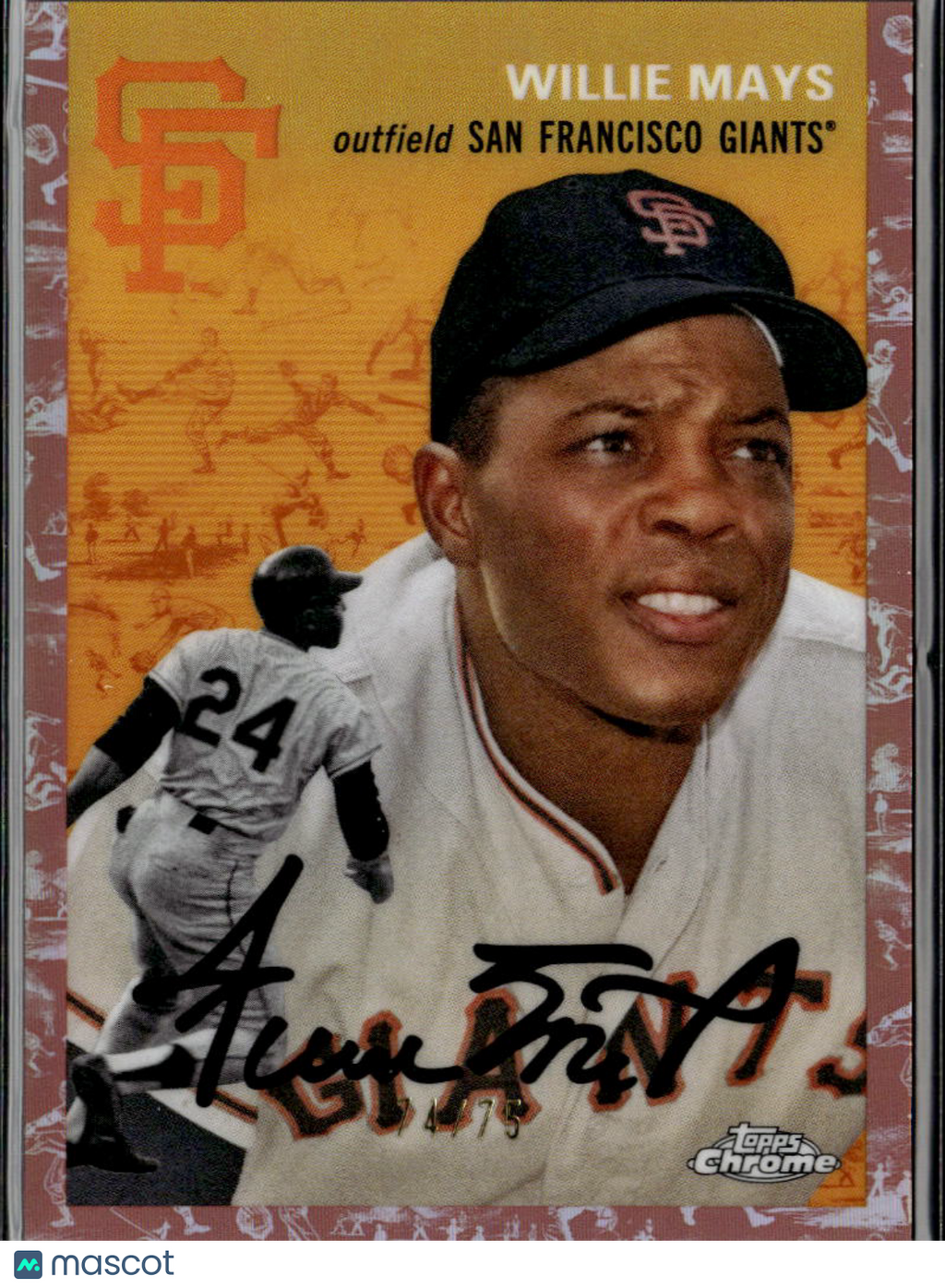 Willie Mays 2023 Topps Chrome Platinum Rose Gold 74/75 San Francisco Giants